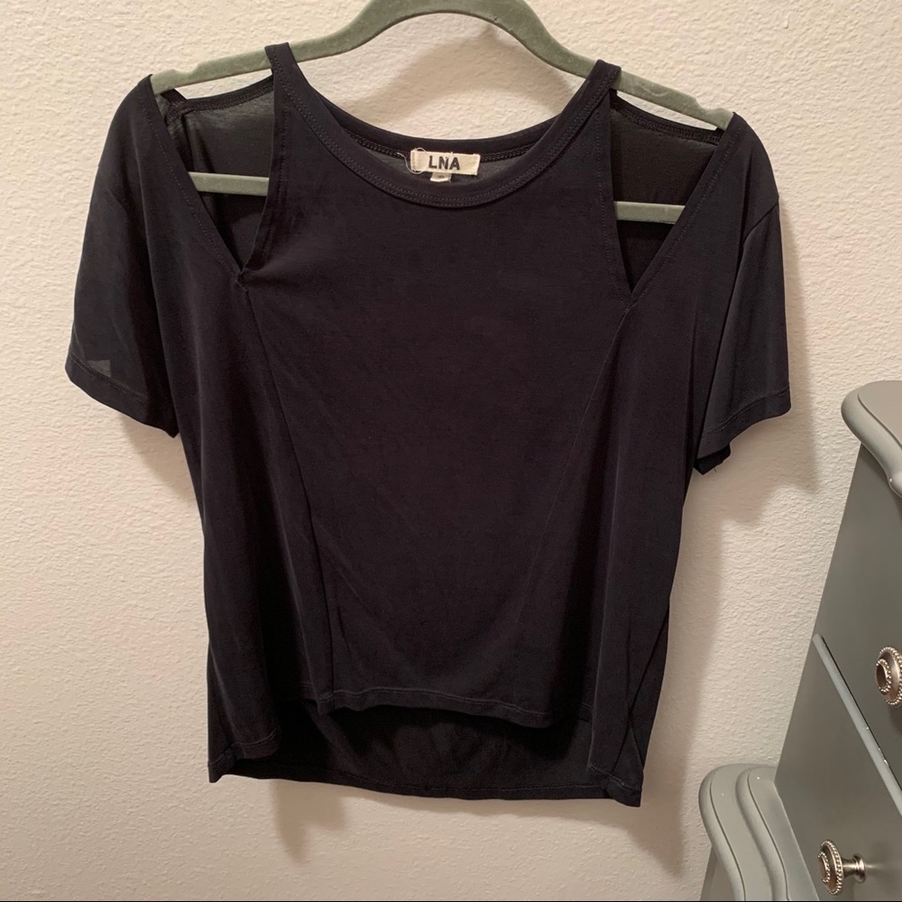 LNA Top shoulder cut outs black size small really cute tee !